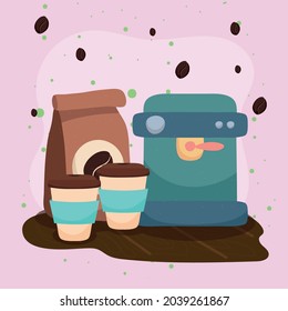 coffee bag and machine icons