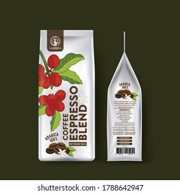 Coffee Bag Packaging Design Mockup Template Vector Illustration