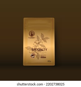 Coffee Bag Packaging Design Mockup Template Vector Illustration