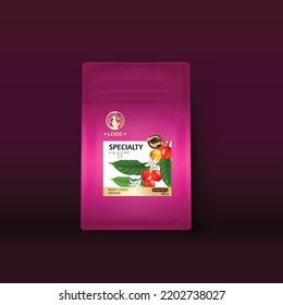 Coffee Bag Packaging Design Mockup Template Vector Illustration