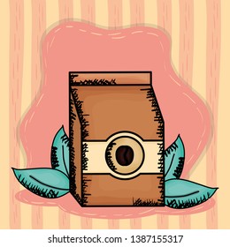 coffee bag product with leafs