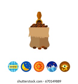 Coffee bag with shovel icon