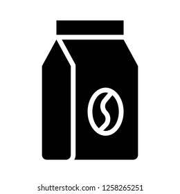 Coffee bag vector, grocery store related solid design icon