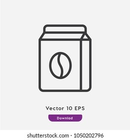 Coffee bag vector icon. Box symbol. Best modern flat pictogram illustration for web and mobile apps design
