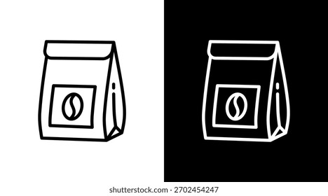 Diseño de conjunto de iconos blancos de bolsa de café