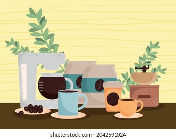 coffee bags and machine icons