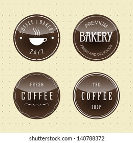 Coffee and bakery badges set. Vector