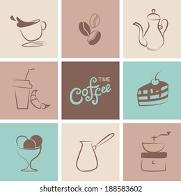 Coffee, bakery and icecream symbol vector set