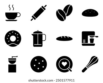 coffee and bakery icon symbol vector template collection