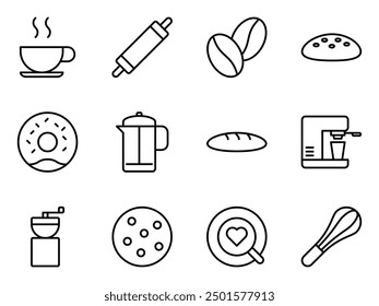 colección de Plantilla de Vector de símbolo de café y panadería