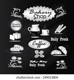 coffee and bakery on chalkboard.coffee  vector