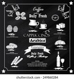 coffee and bakery on chalkboard.coffee  vector