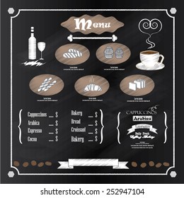 coffee and bakery on chalkboard.coffee  vector