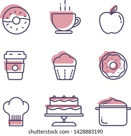 Coffee and bakery set icons