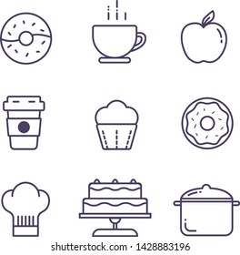 Coffee and bakery set icons