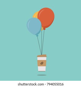 Coffee balloon vector. free space for text. wallpaper. background. 