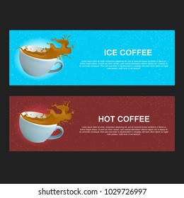coffee banner illustration with 2 color