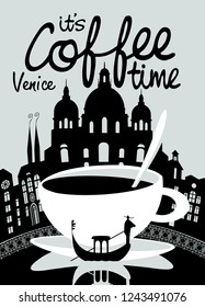 coffee banner on background of Venice landscape