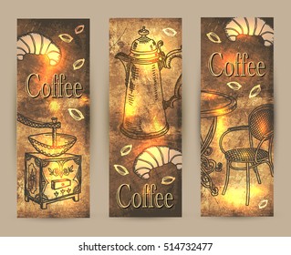 Coffee. Banner. Set