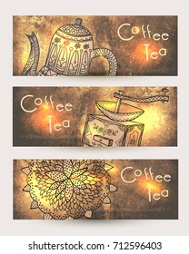 Coffee. Banner. Set