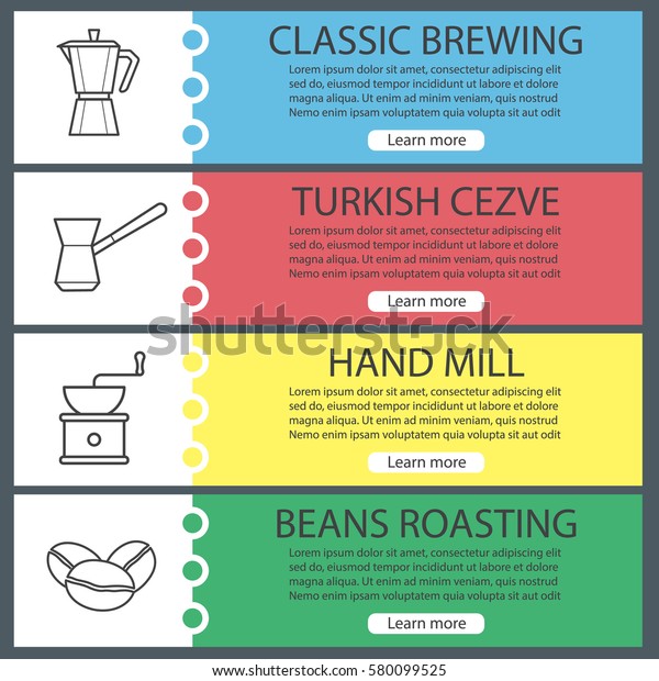 Coffee Banner Templates Set Hand Mill Stock Vector Royalty Free