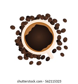 Coffee Banner. Coffee Time. Cup, grain Vector flat illustration