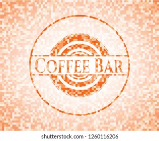 Coffee Bar abstract emblem, orange mosaic background