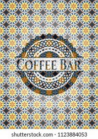 Coffee Bar arabesque emblem background. arabic decoration.