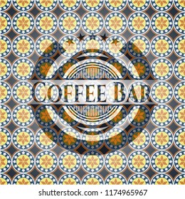 Coffee Bar arabic emblem background. Arabesque decoration.