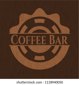 Coffee Bar badge with wood background