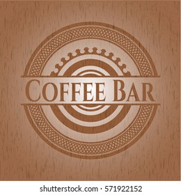 Coffee Bar badge with wooden background