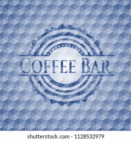 Coffee Bar blue hexagon badge.
