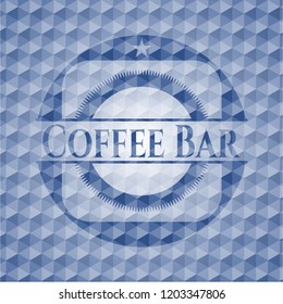 Coffee Bar blue hexagon badge.