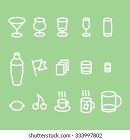 Coffee bar icons vector set. 3-d, stroked.