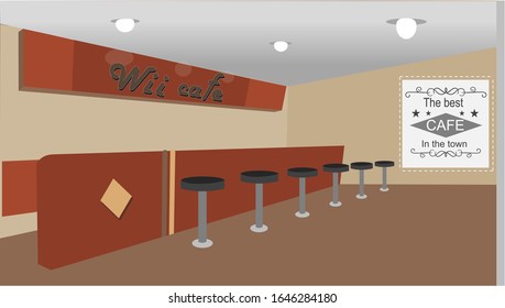 coffee bar indoor with cool colors
