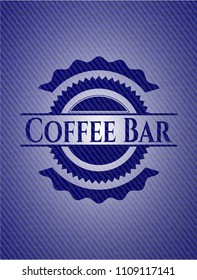 Coffee Bar with jCoffee Bar emblem with jean high quality backgroundean texture