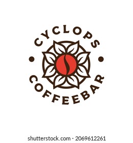 Logo der Kaffeebar mit Bohne und Logo der Blätter und Premium-Logo