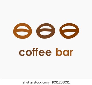 Coffee bar logo concept. Three brown beans