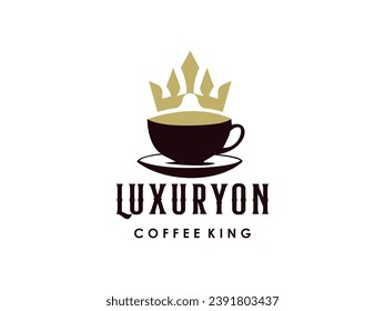 Coffee and bar logo with a king or queen crown symbol