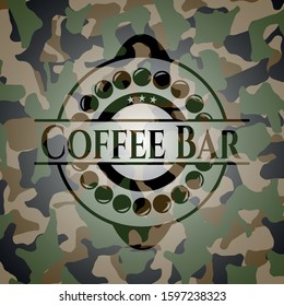 Coffee Bar on camo texture. Vector Illustration. Detailed.