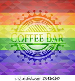 Coffee Bar on mosaic background with the colors of the LGBT flag