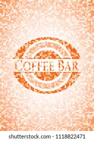 Coffee Bar orange mosaic emblem with background