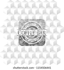 Coffee Bar realistic grey emblem with cube white background