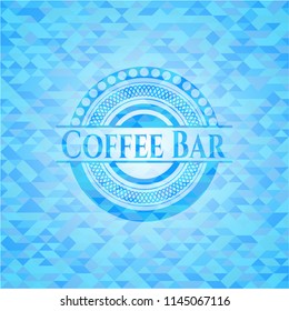 Coffee Bar realistic light blue emblem. Mosaic background