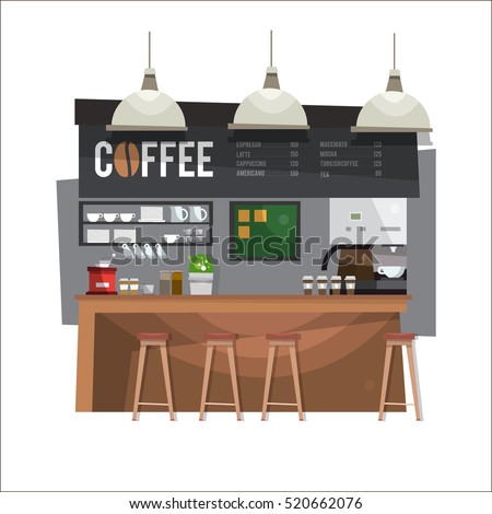 Download Coffee Bar Coffee Shop Design Flat Stock Vector (Royalty ...