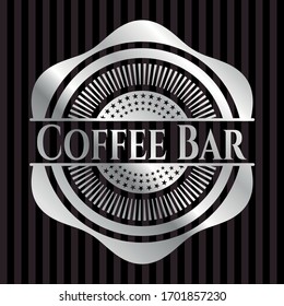 Coffee Bar silver shiny badge. Vector Illustration. Mosaic.