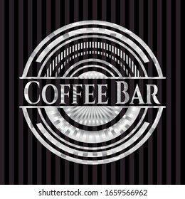 Coffee Bar silvery badge. Vector Illustration. Mosaic.
