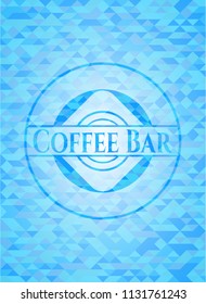 Coffee Bar sky blue emblem with triangle mosaic background