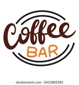 Coffee bar text banner. Hand drawn vector art.