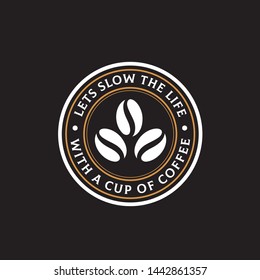 Coffee bar with three coffee bean circle seal logo design